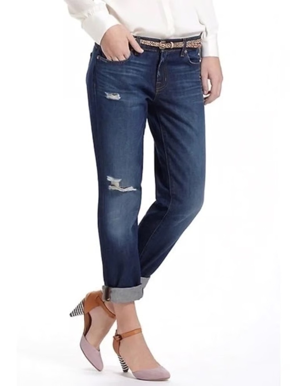J Brand Aidan‎ Ringer Distressed Boyfriend Jeans Dark Indigo Size 27